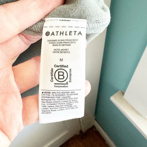 Athleta Full Asymmetrical Zip Moto Jacket Minimalist Gray Textured Details M - Picture 12 of 16